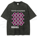 Unisex Yayoi Kusama Eyes Printed Washed Tee