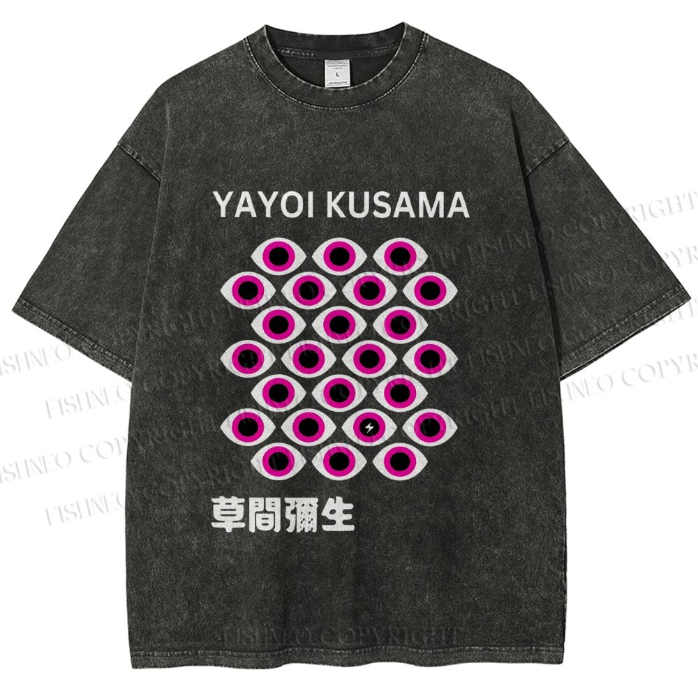 Unisex Yayoi Kusama Eyes Printed Washed Tee