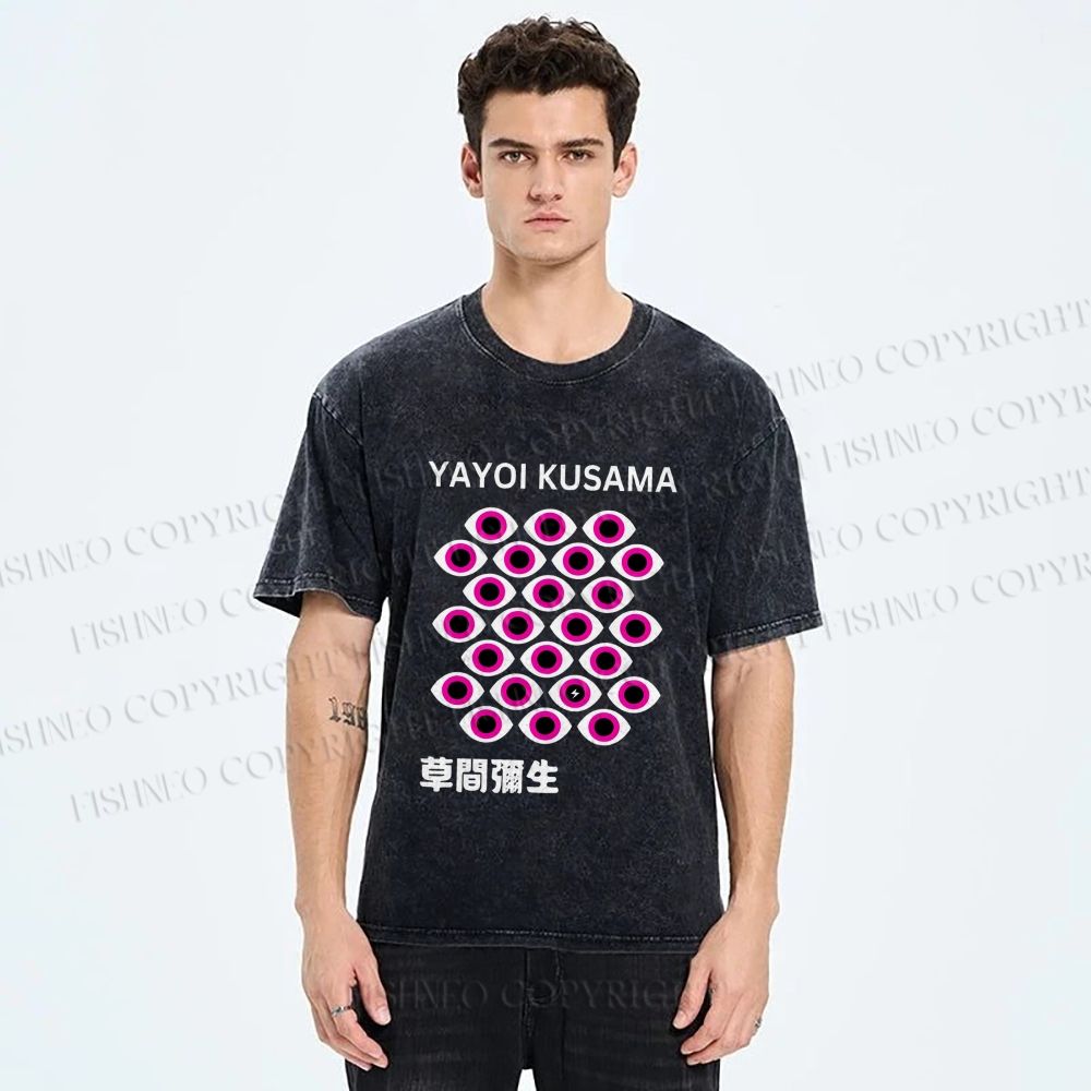 Unisex Yayoi Kusama Eyes Printed Washed Tee