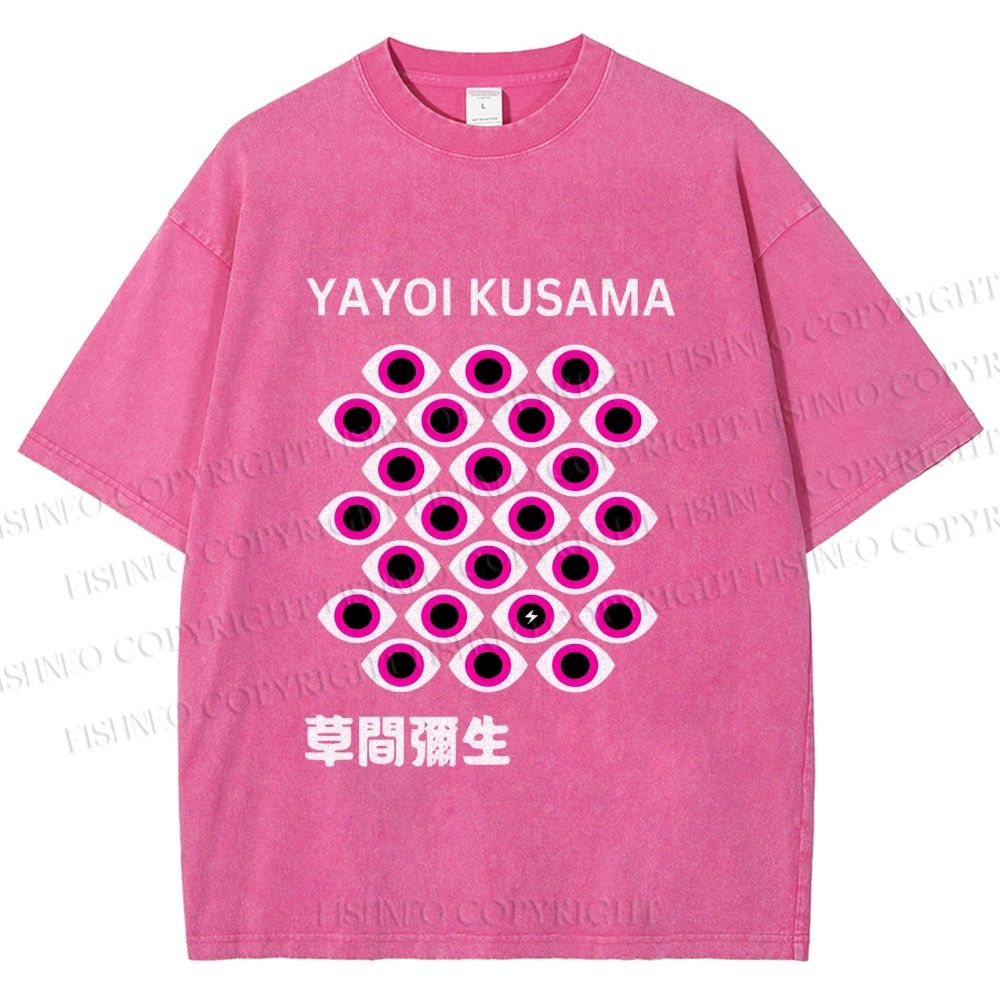 Unisex Yayoi Kusama Eyes Printed Washed Tee