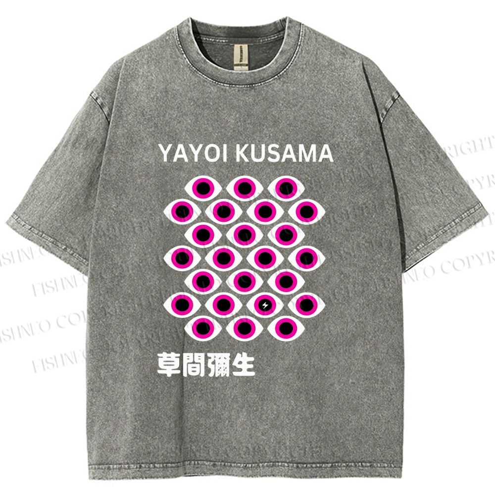 Unisex Yayoi Kusama Eyes Printed Washed Tee