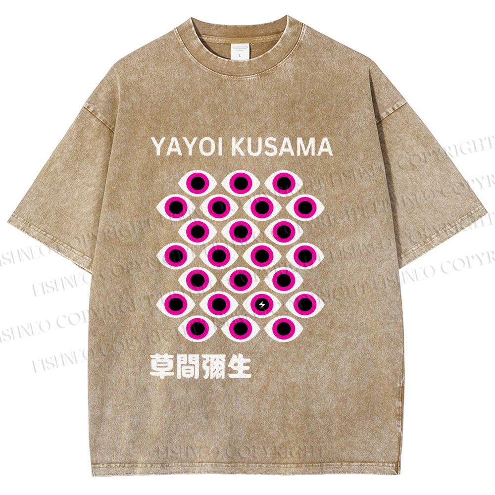 Unisex Yayoi Kusama Eyes Printed Washed Tee