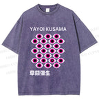 Unisex Yayoi Kusama Eyes Printed Washed Tee