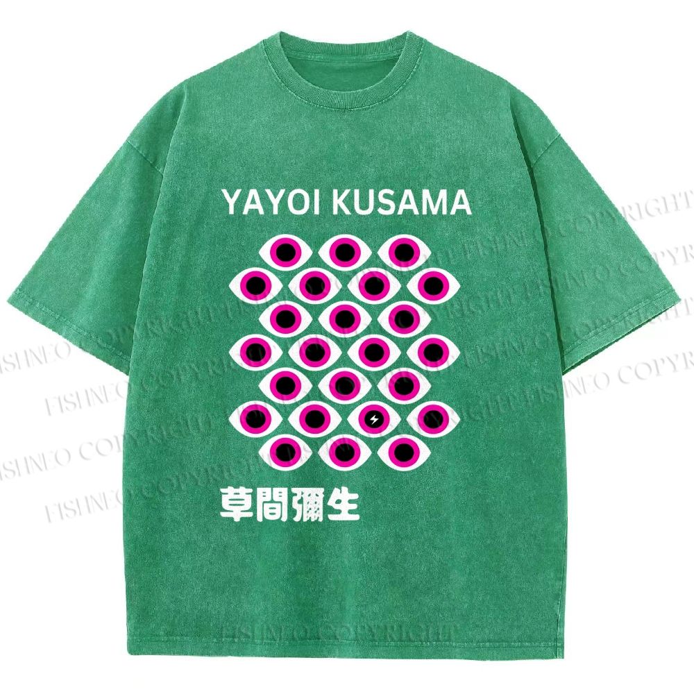 Unisex Yayoi Kusama Eyes Printed Washed Tee