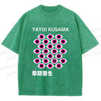Unisex Yayoi Kusama Eyes Printed Washed Tee