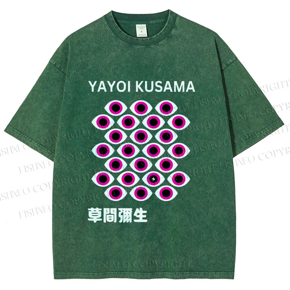 Unisex Yayoi Kusama Eyes Printed Washed Tee