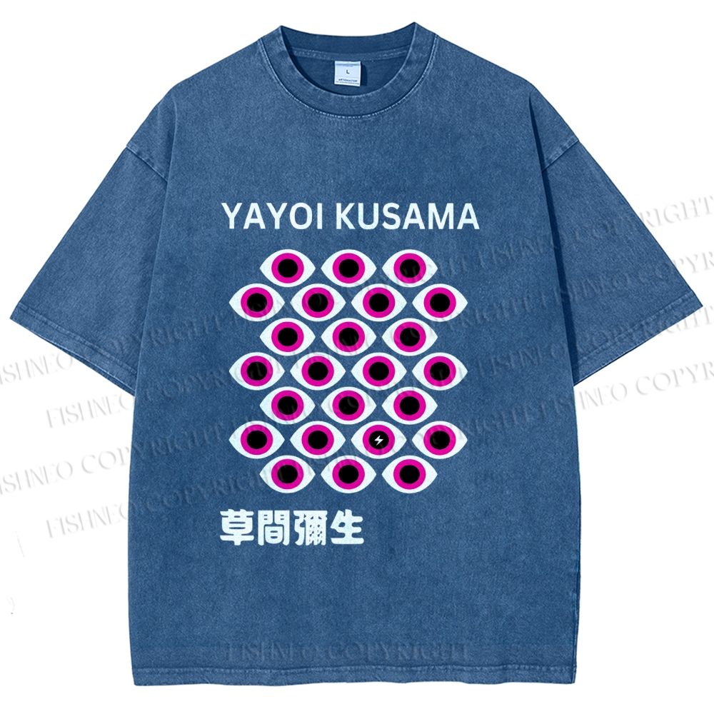 Unisex Yayoi Kusama Eyes Printed Washed Tee