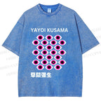 Unisex Yayoi Kusama Eyes Printed Washed Tee