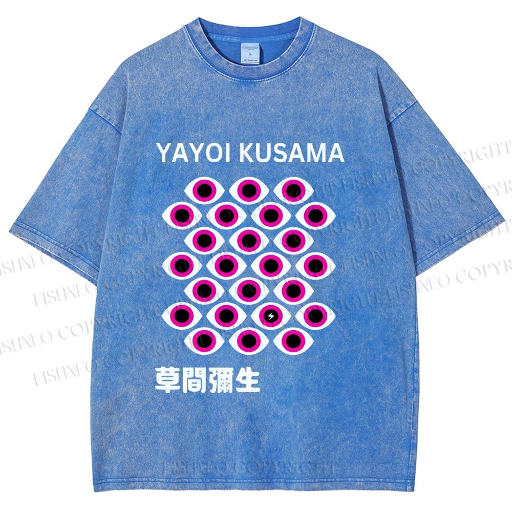 Unisex Yayoi Kusama Eyes Printed Washed Tee