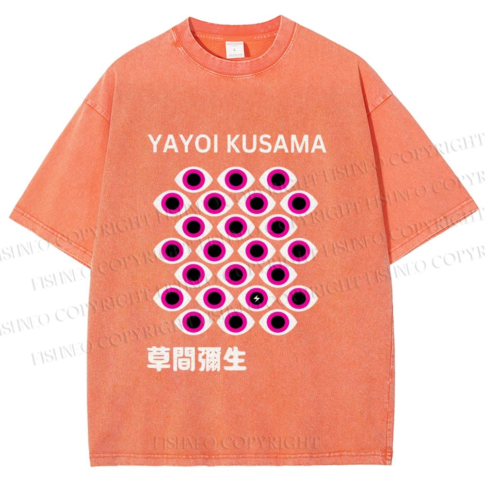 Unisex Yayoi Kusama Eyes Printed Washed Tee