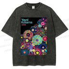 Unisex Yayoi Kusama Multicolor Balls Printed Washed Tee