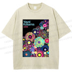 Unisex Yayoi Kusama Multicolor Balls Printed Washed Tee