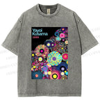 Unisex Yayoi Kusama Multicolor Balls Printed Washed Tee
