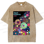 Unisex Yayoi Kusama Multicolor Balls Printed Washed Tee