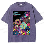 Unisex Yayoi Kusama Multicolor Balls Printed Washed Tee