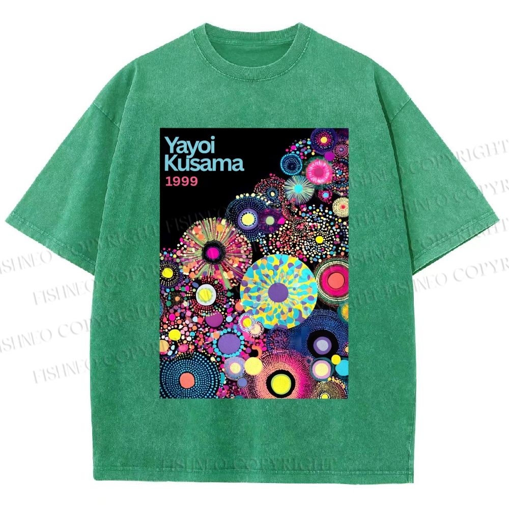 Unisex Yayoi Kusama Multicolor Balls Printed Washed Tee