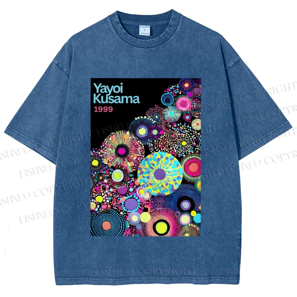 Unisex Yayoi Kusama Multicolor Balls Printed Washed Tee