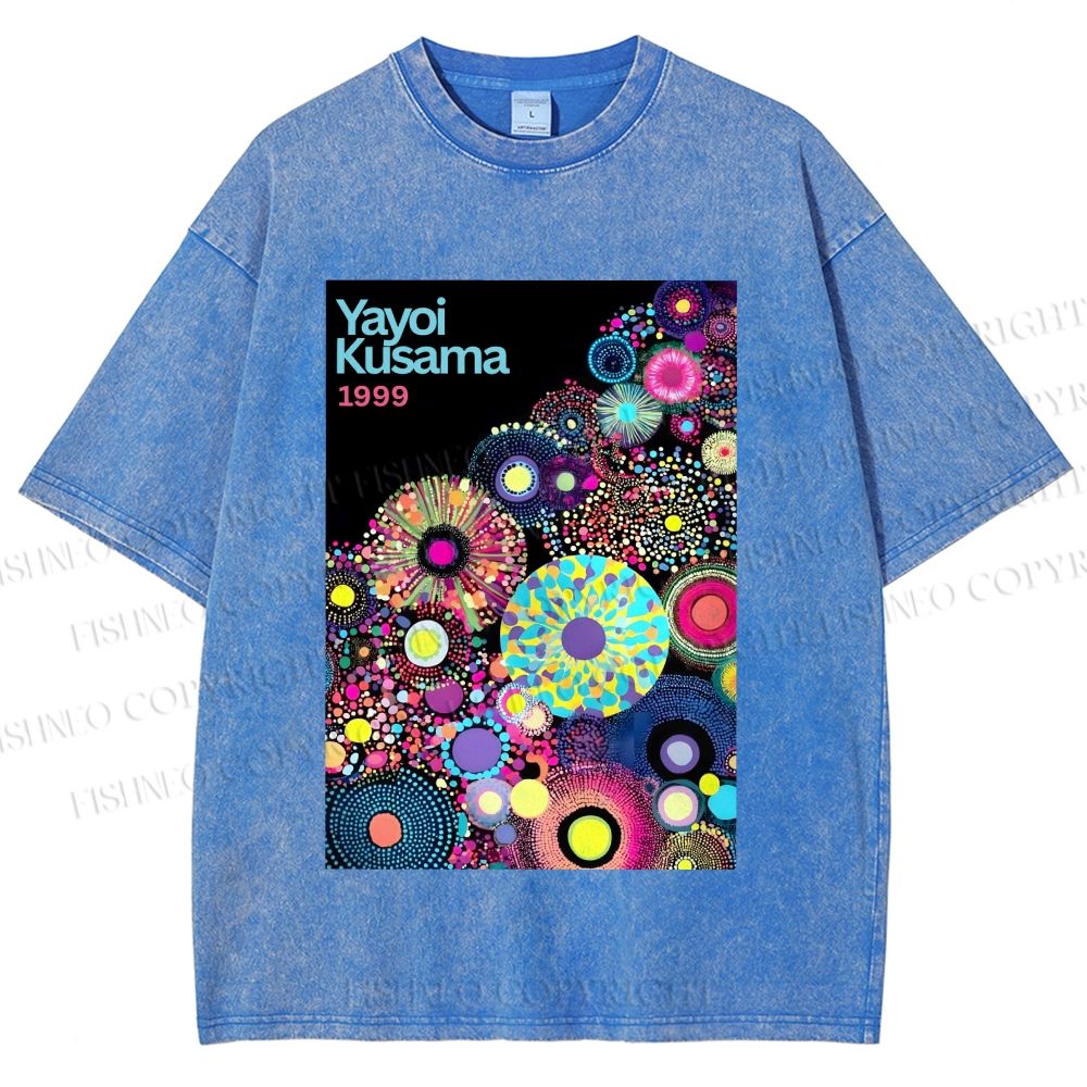 Unisex Yayoi Kusama Multicolor Balls Printed Washed Tee