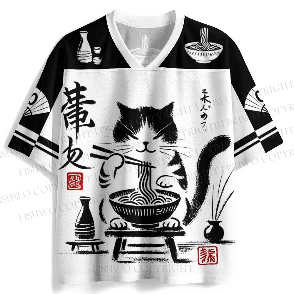 Ramen Cat Printed Jersey Shirts