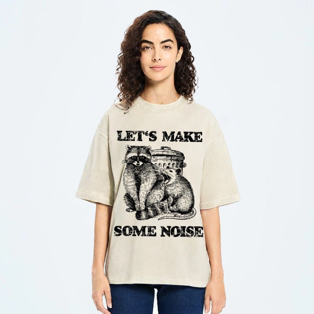 Noisy Raccoons And Possums Washed T-Shirt