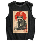 Cute raccoon Vintage Distressed Washed Tank Top