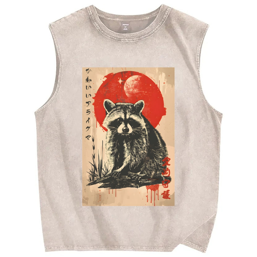 Cute raccoon Vintage Distressed Washed Tank Top