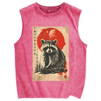 Cute raccoon Vintage Distressed Washed Tank Top