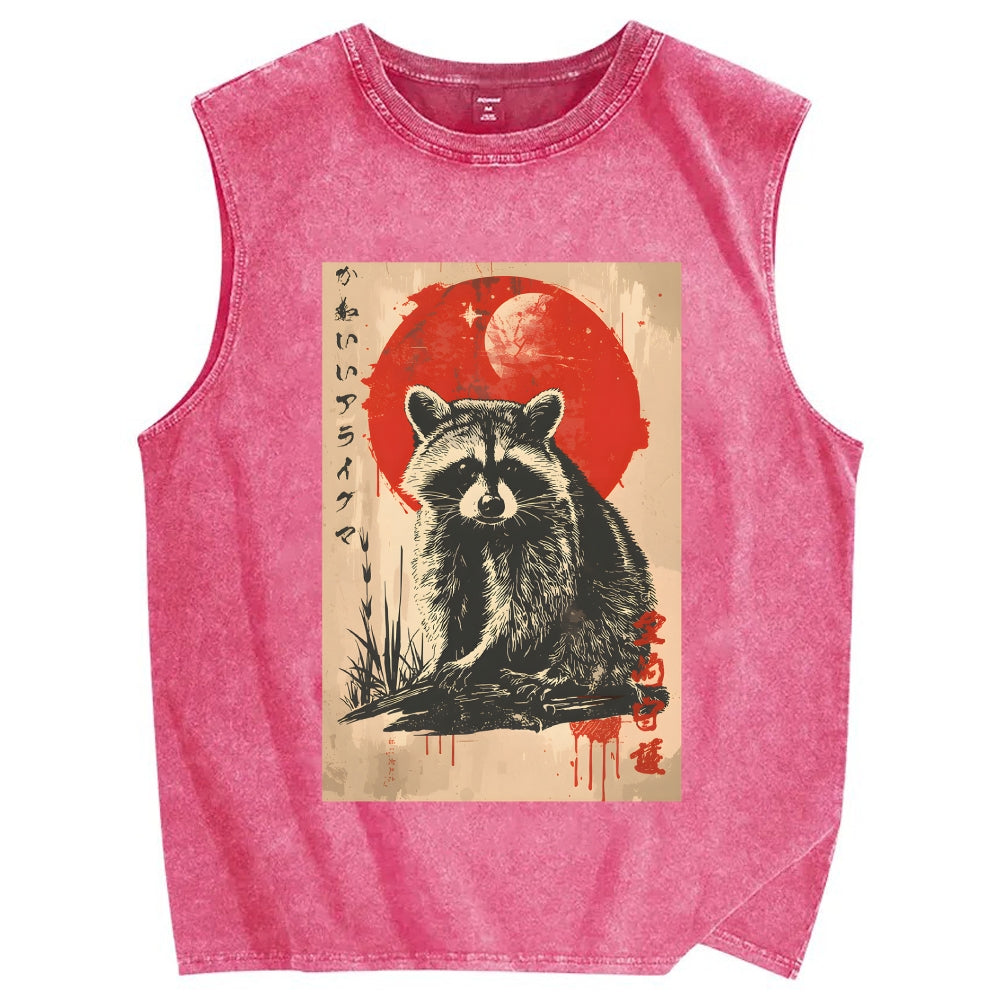 Cute raccoon Vintage Distressed Washed Tank Top