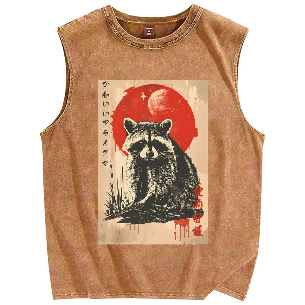 Cute raccoon Vintage Distressed Washed Tank Top