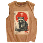 Cute raccoon Vintage Distressed Washed Tank Top