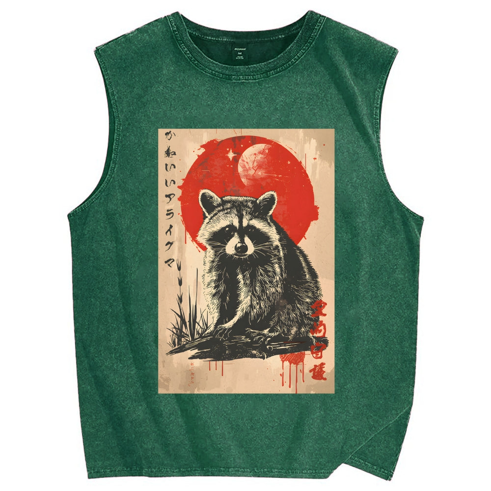 Cute raccoon Vintage Distressed Washed Tank Top
