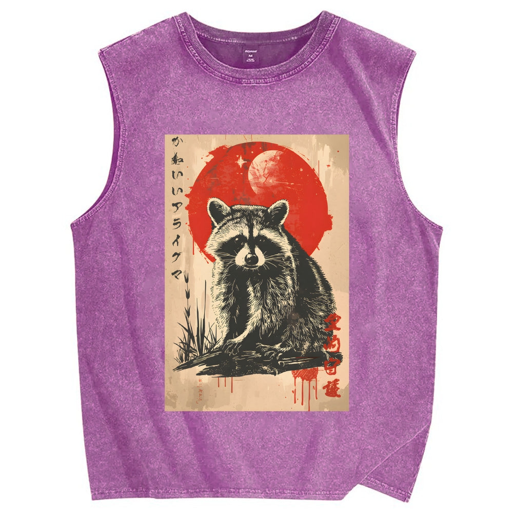 Cute raccoon Vintage Distressed Washed Tank Top