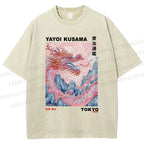 Unisex Yayoi Kusama Dragon Printed Washed Tee