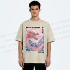 Unisex Yayoi Kusama Dragon Printed Washed Tee