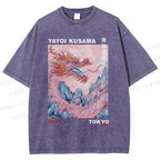 Unisex Yayoi Kusama Dragon Printed Washed Tee