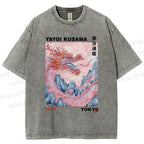Unisex Yayoi Kusama Dragon Printed Washed Tee