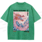Unisex Yayoi Kusama Dragon Printed Washed Tee
