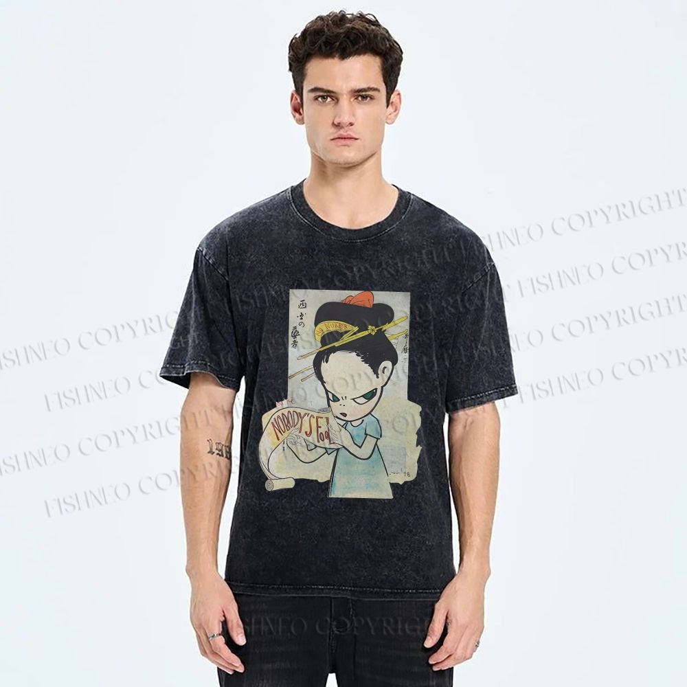 Unisex Yoshitomo Nara Nobody's Fool Printed Washed Tee