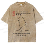 Unisex Pablo Picasso Minimalist Bird Printed Washed Tee