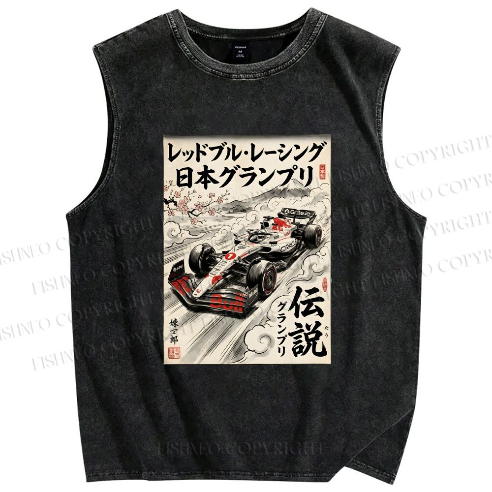 Unisex F1 Racing Printed Washed Tank Top