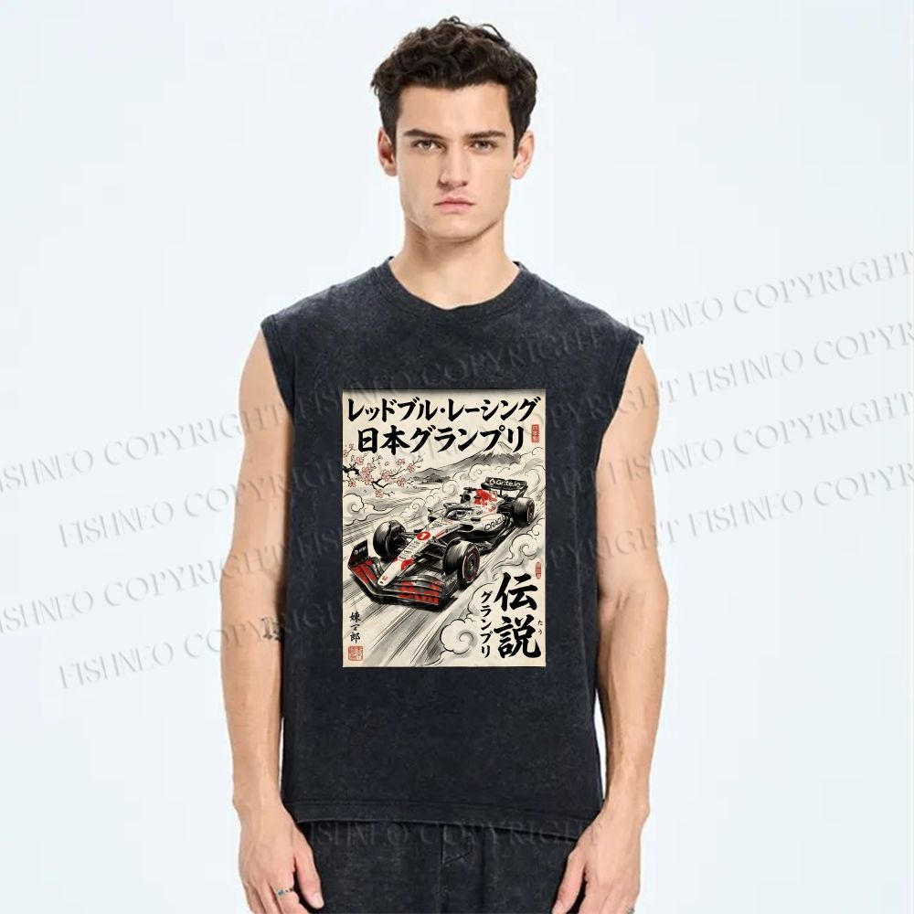 Unisex F1 Racing Printed Washed Tank Top