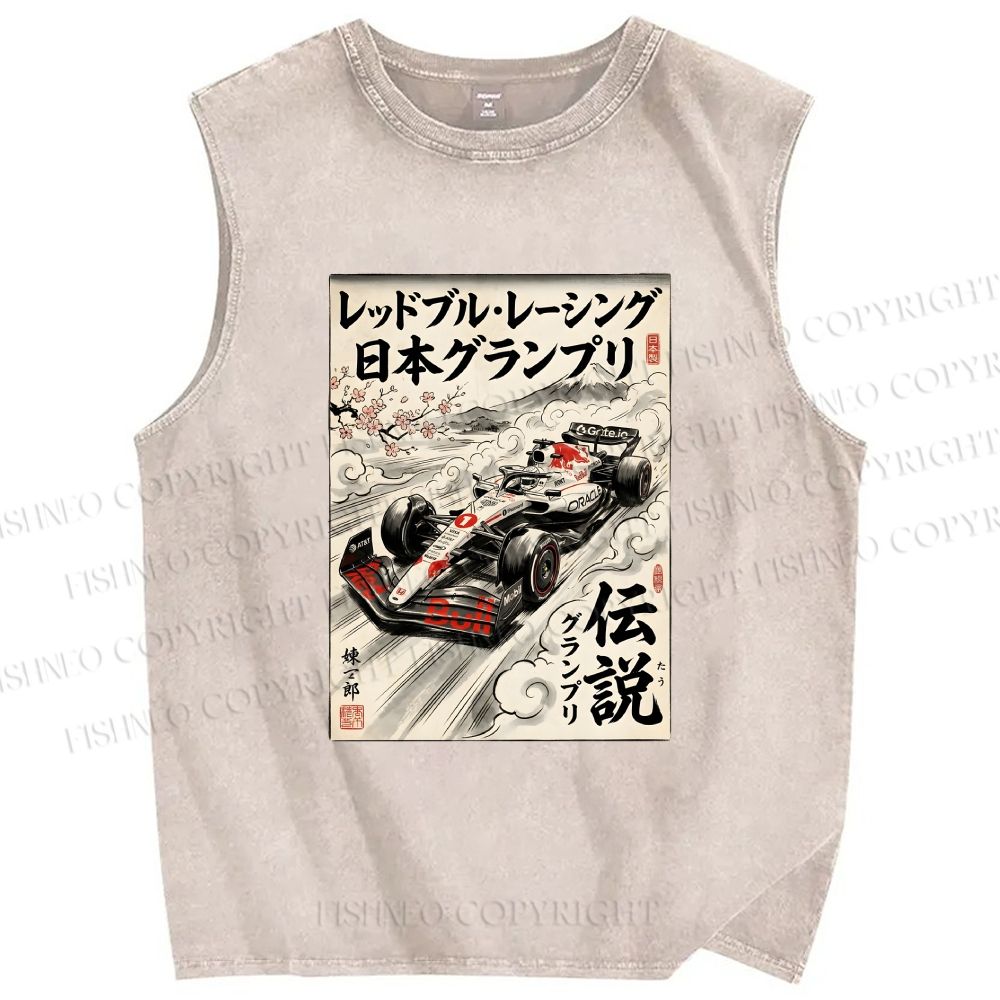 Unisex F1 Racing Printed Washed Tank Top