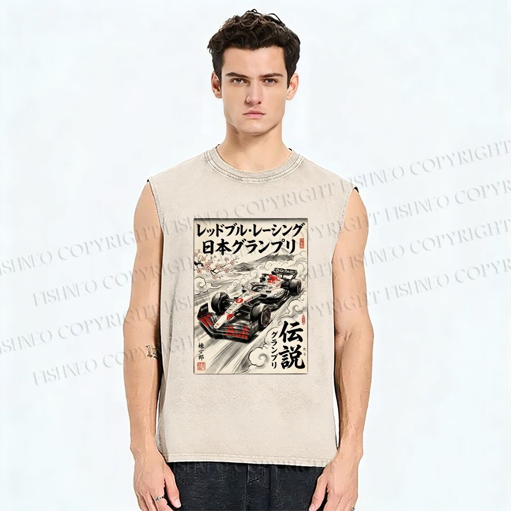 Unisex F1 Racing Printed Washed Tank Top