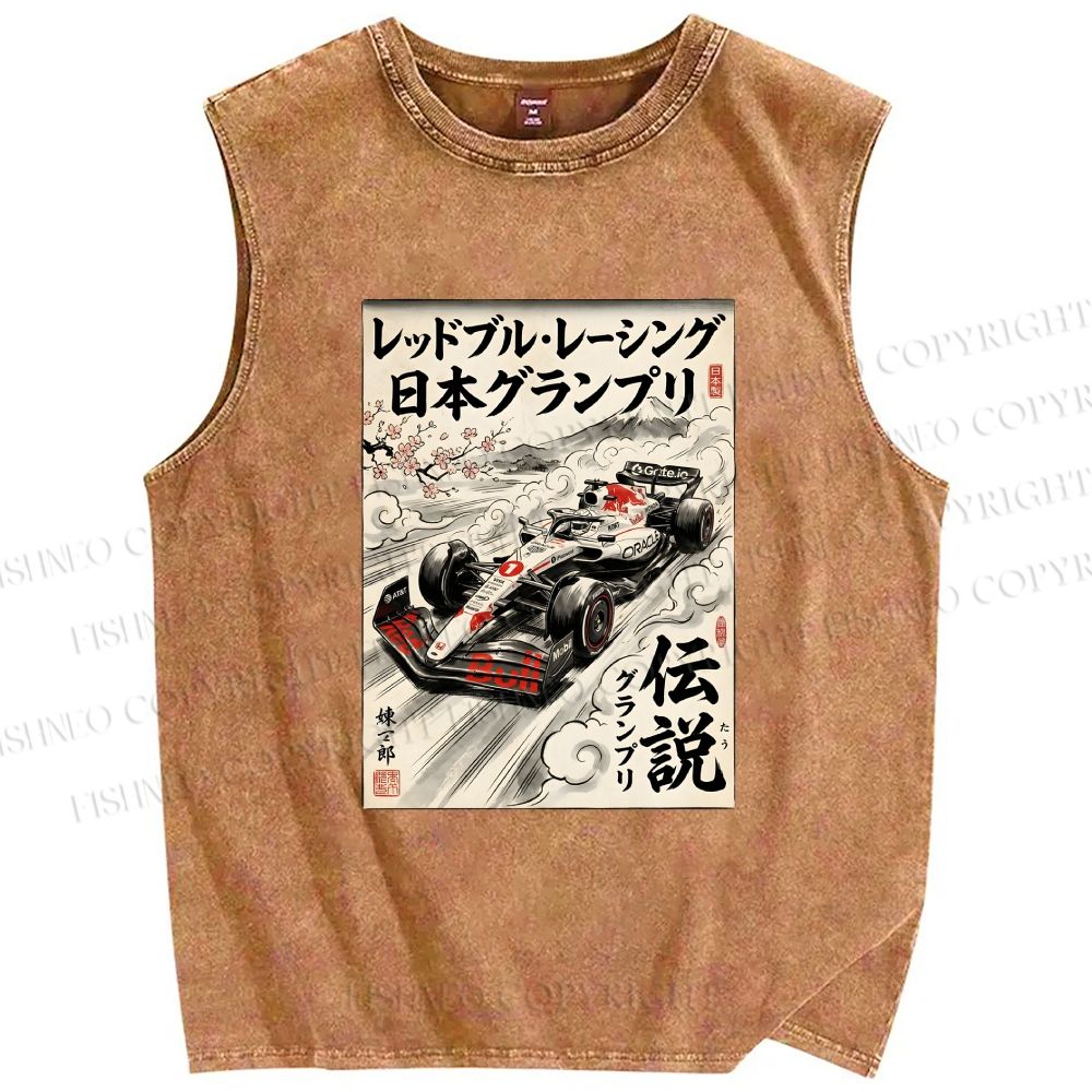 Unisex F1 Racing Printed Washed Tank Top