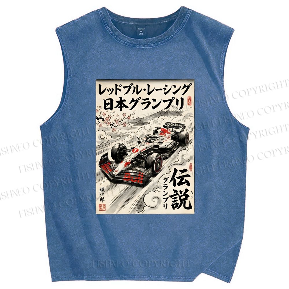 Unisex F1 Racing Printed Washed Tank Top