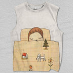 Unisex Yoshitomo Nara Dream Time Printed Tank Top