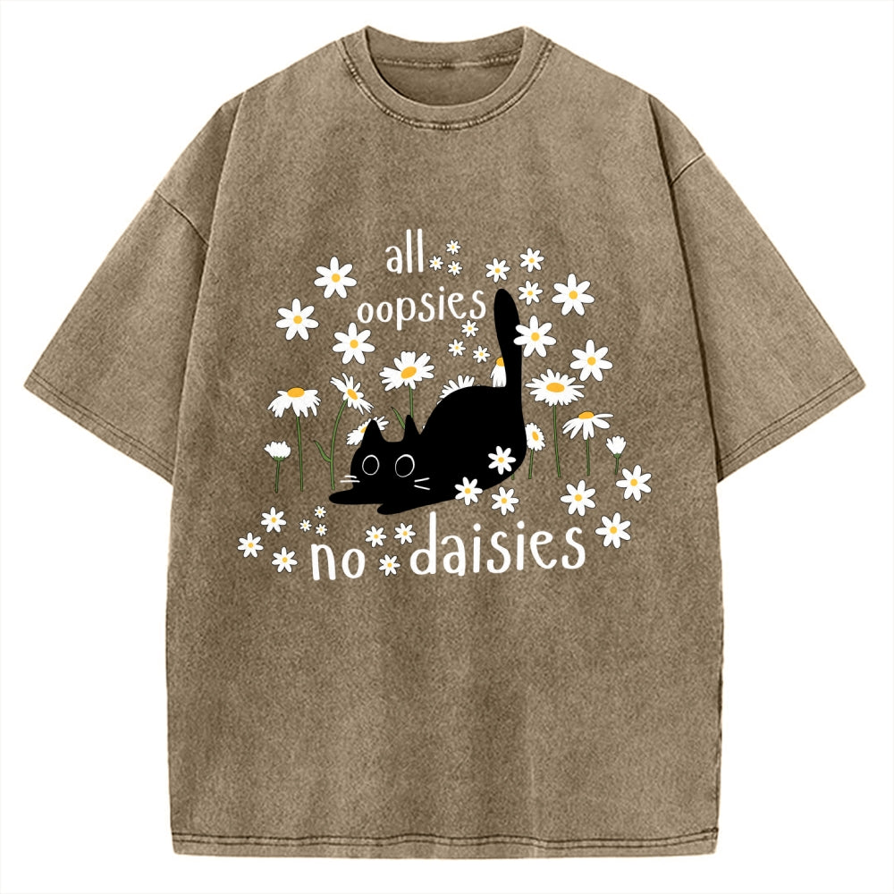 Unisex All Oopsies No Daisies Cat Printed Washed Tee