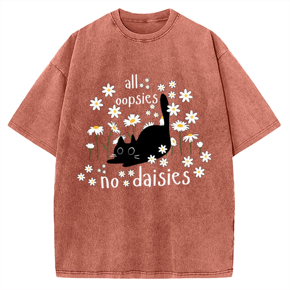 Unisex All Oopsies No Daisies Cat Printed Washed Tee