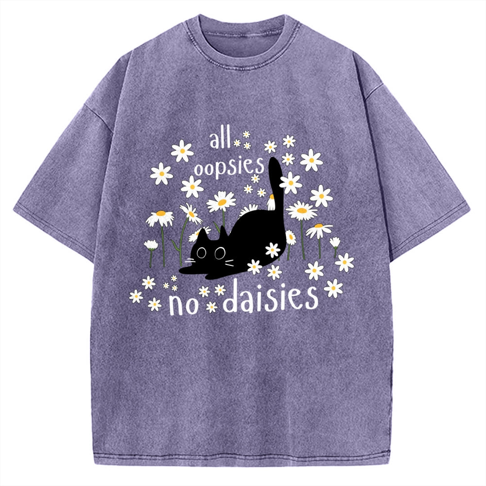 Unisex All Oopsies No Daisies Cat Printed Washed Tee