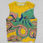 Unisex Giant Green Octopus Printed Tank Top